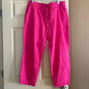 J. Crew bright pink linen pants. Never worn.